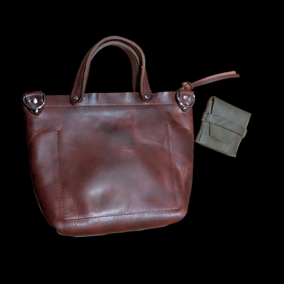 DUNOLE Brown Leather Tote & Coin Purse - Picture 5 of 9